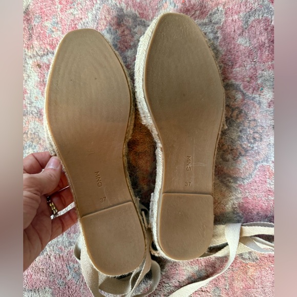 Mango espadrille slide sandal cotton jute neutral coastal size 6.5 7 - Picture 6 of 8